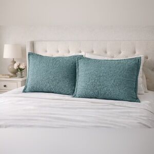 Threshold Quilted Pillow Sham Teal Cotton Textured Euro‎ Sham